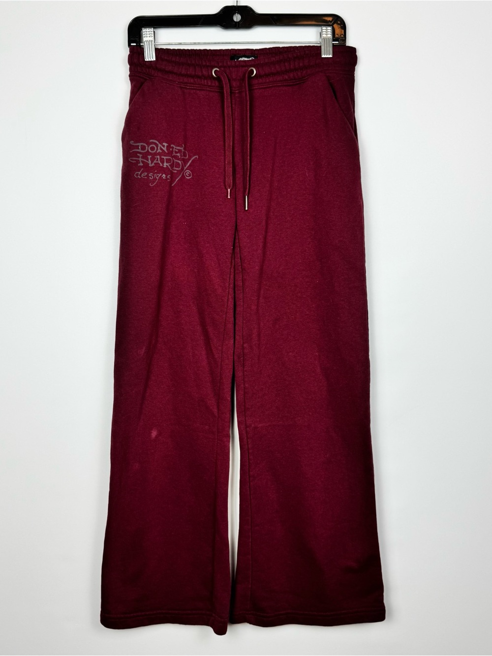 Ed Hardy Wide Leg Sweatpants in Burgundy